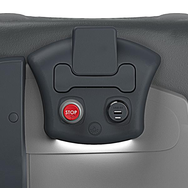 USB console, stop button, LED light