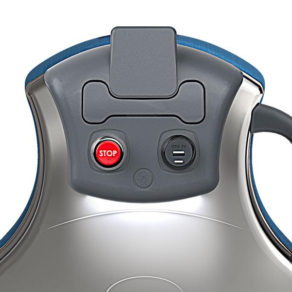 Console con usb, pulsante di fermata, luce led