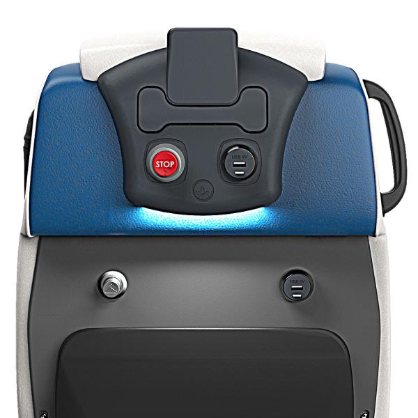 Console con usb, pulsante di fermata, luce led